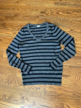 Halogen V-Neck 100% Cashmere Striped Sweater size XS